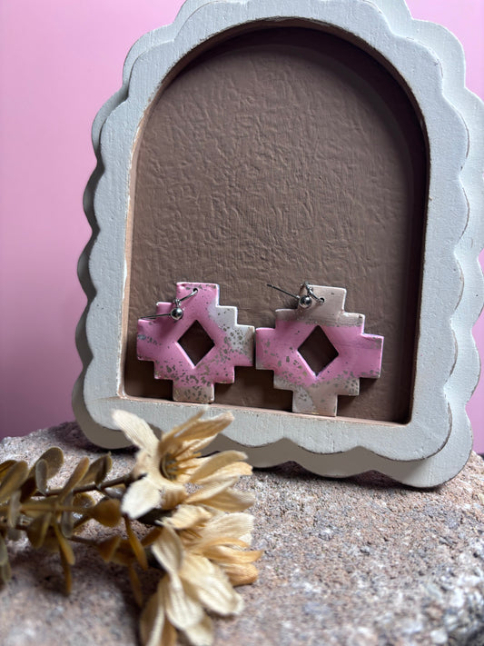 Aztec pink,white, brown dangles