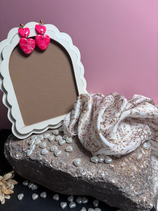 Marble pink dangle hearts