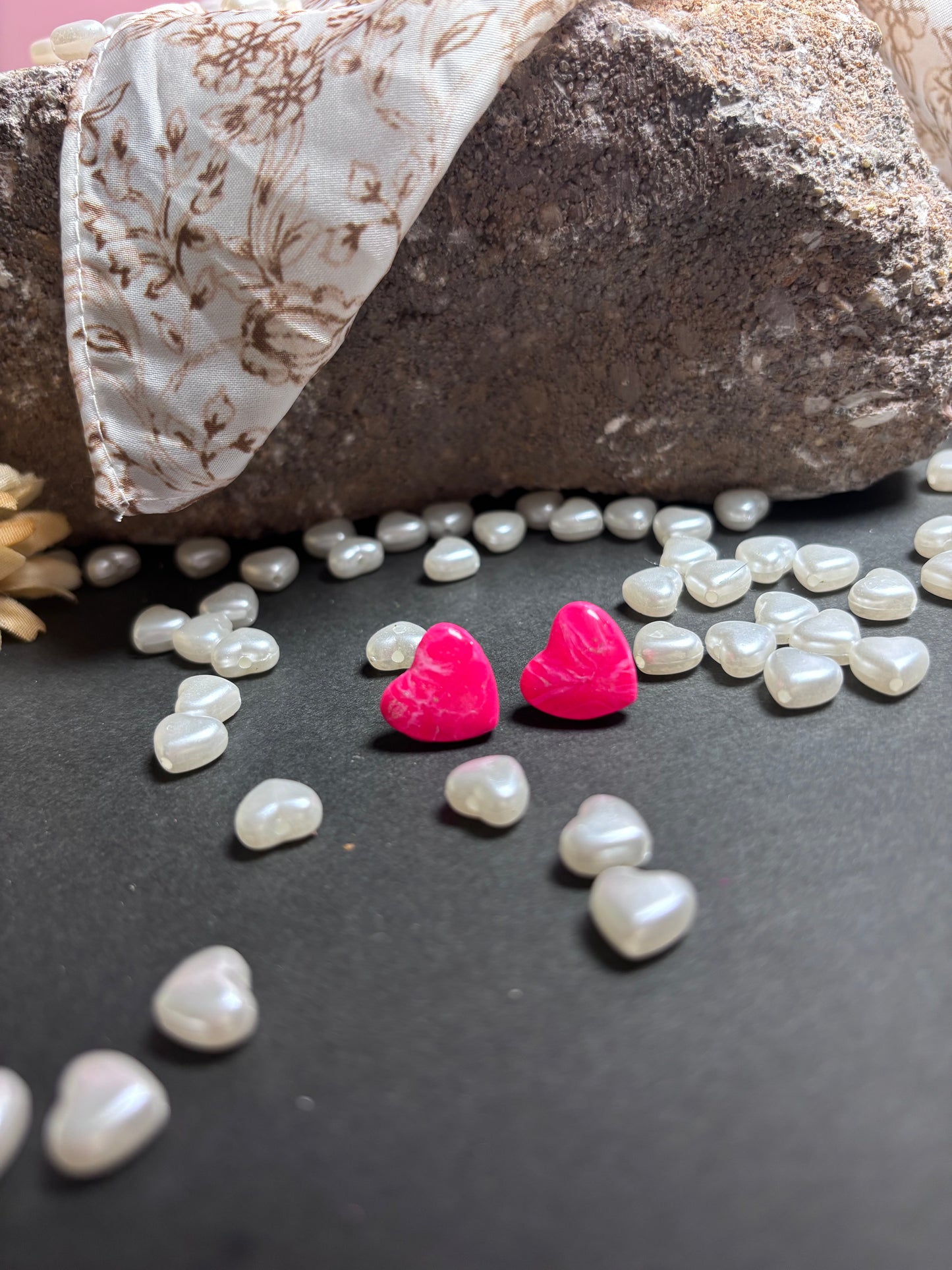 Small pink marble earrings