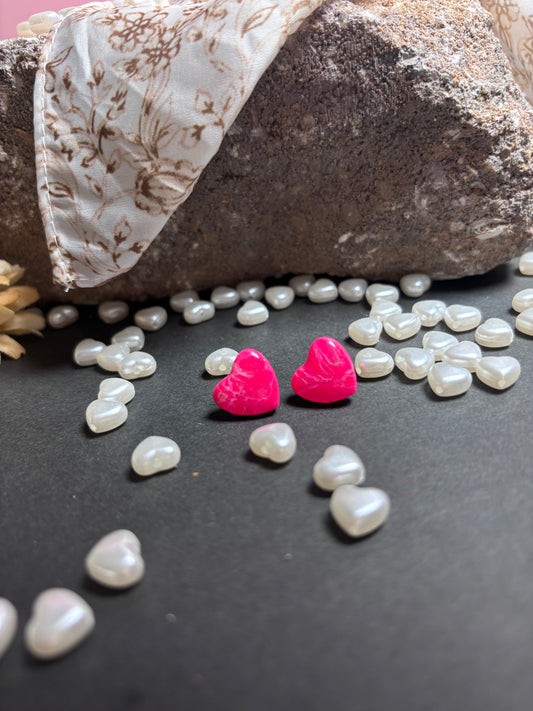 Small pink marble earrings