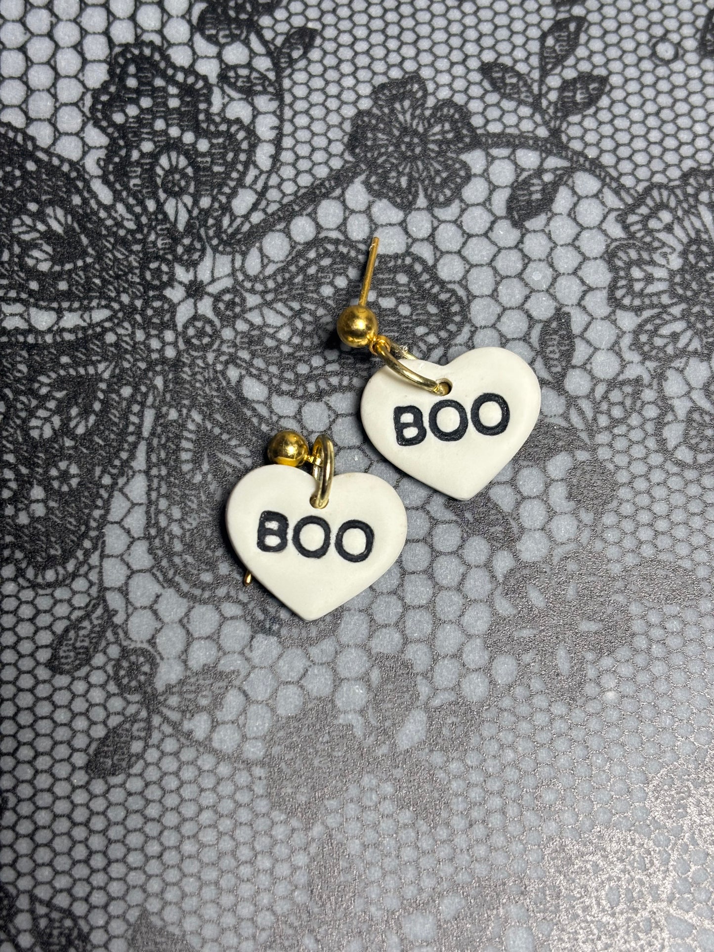 BOO” Candy Heart Earrings – Spooky Sweet Style 👻💕