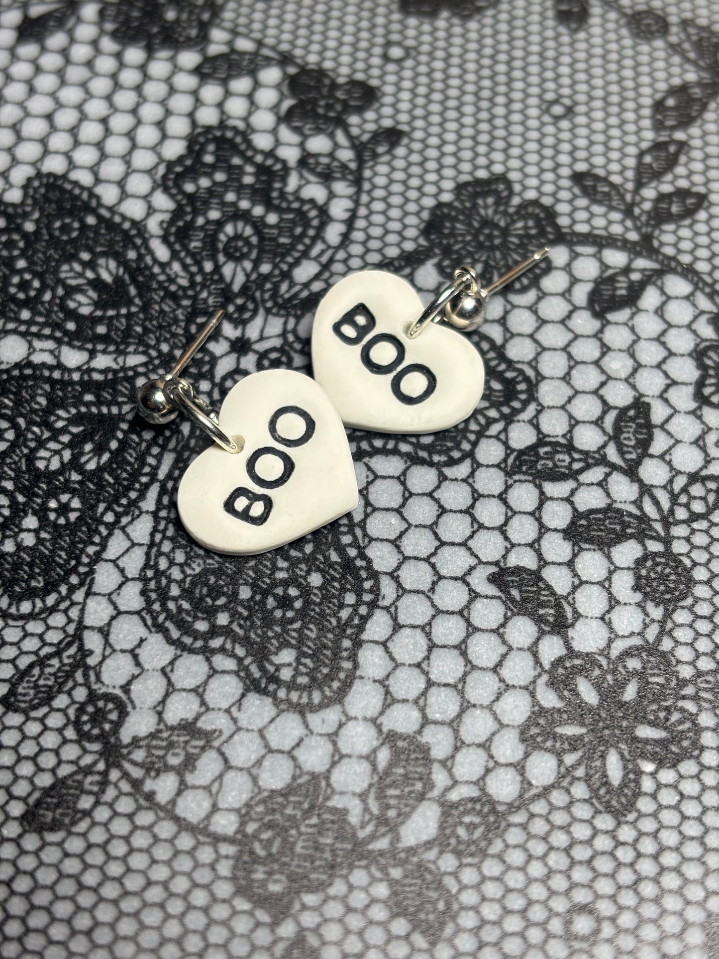 BOO” Candy Heart Earrings – Spooky Sweet Style 👻💕