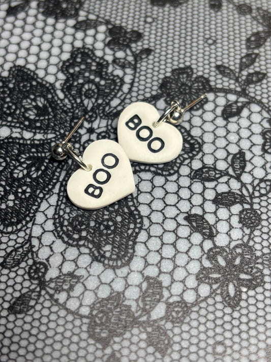 BOO” Candy Heart Earrings – Spooky Sweet Style 👻💕