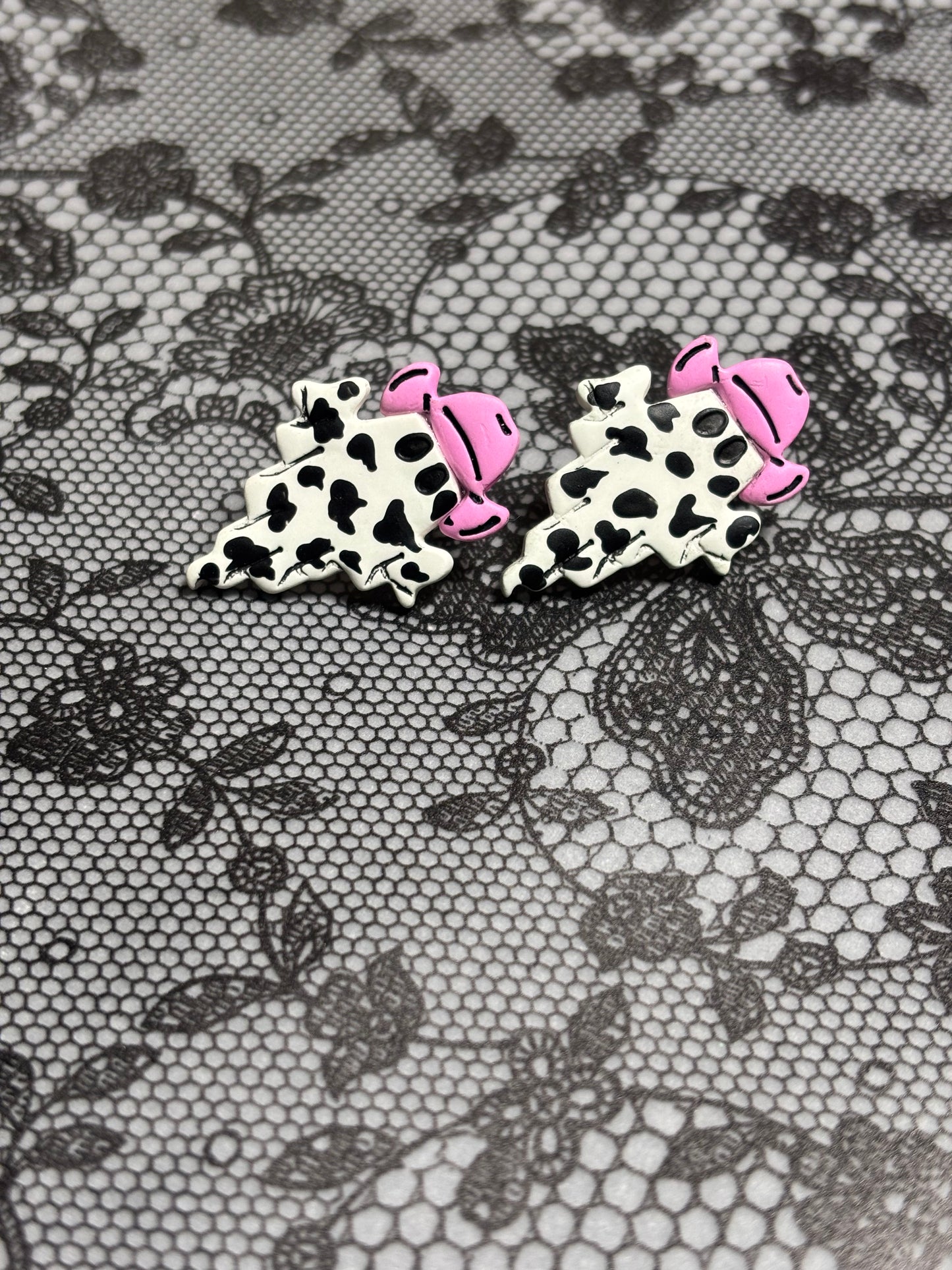 Cow Print Ghost Cowboy Earrings 👻🐮